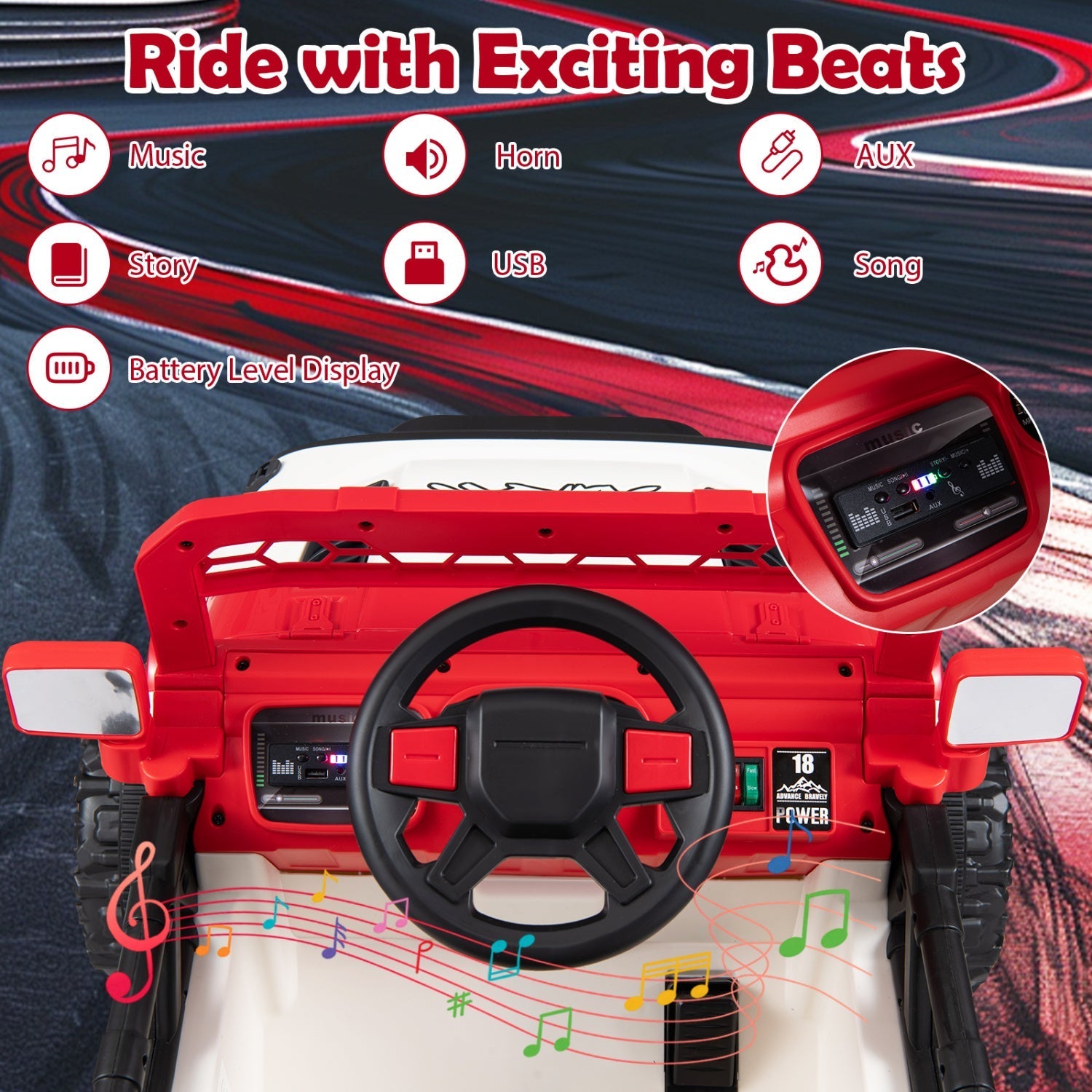 12V Kids Ride On Truck with Remote Control and 3 Speeds