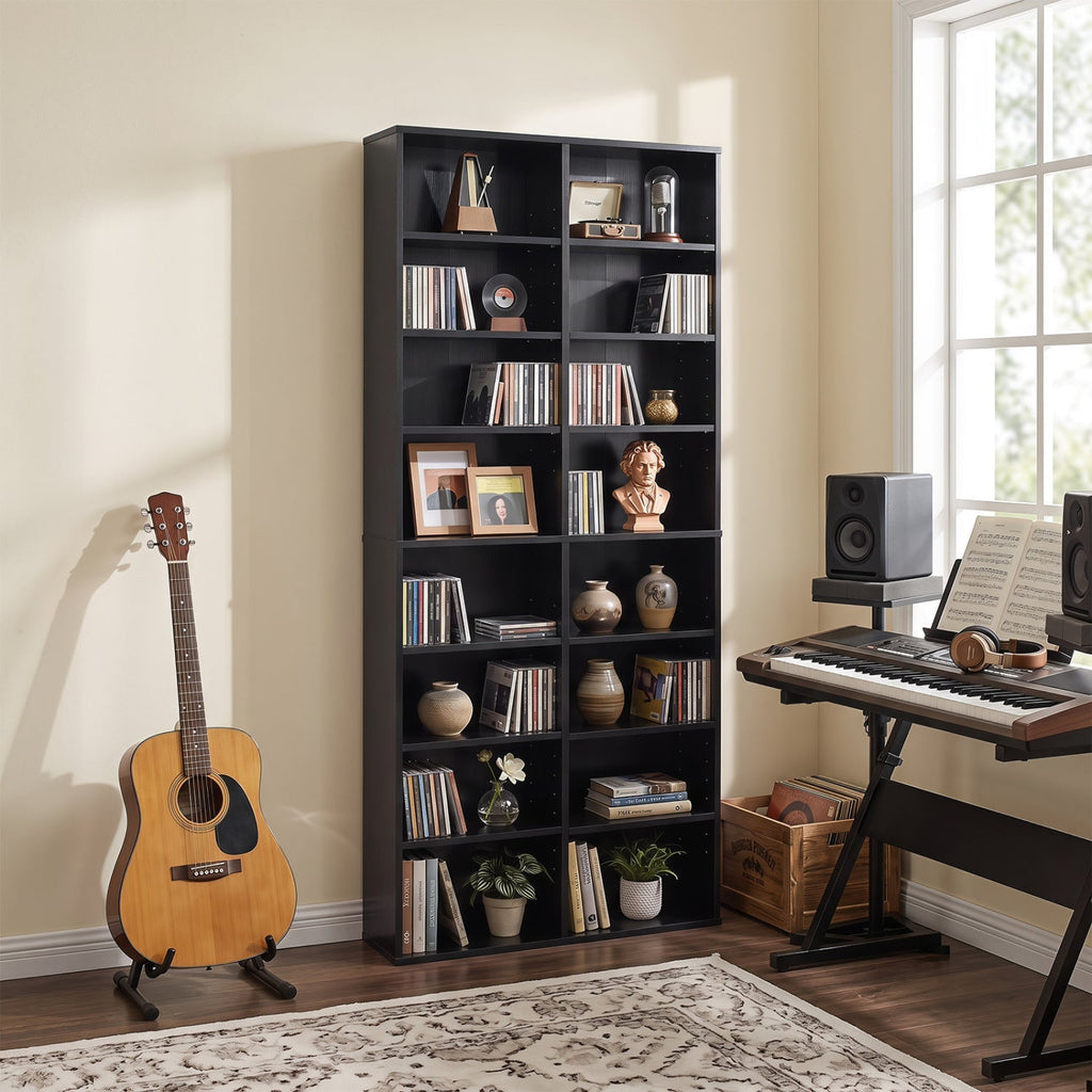16 Compartment CD Storage Unit with Adjustable Shelves 54"