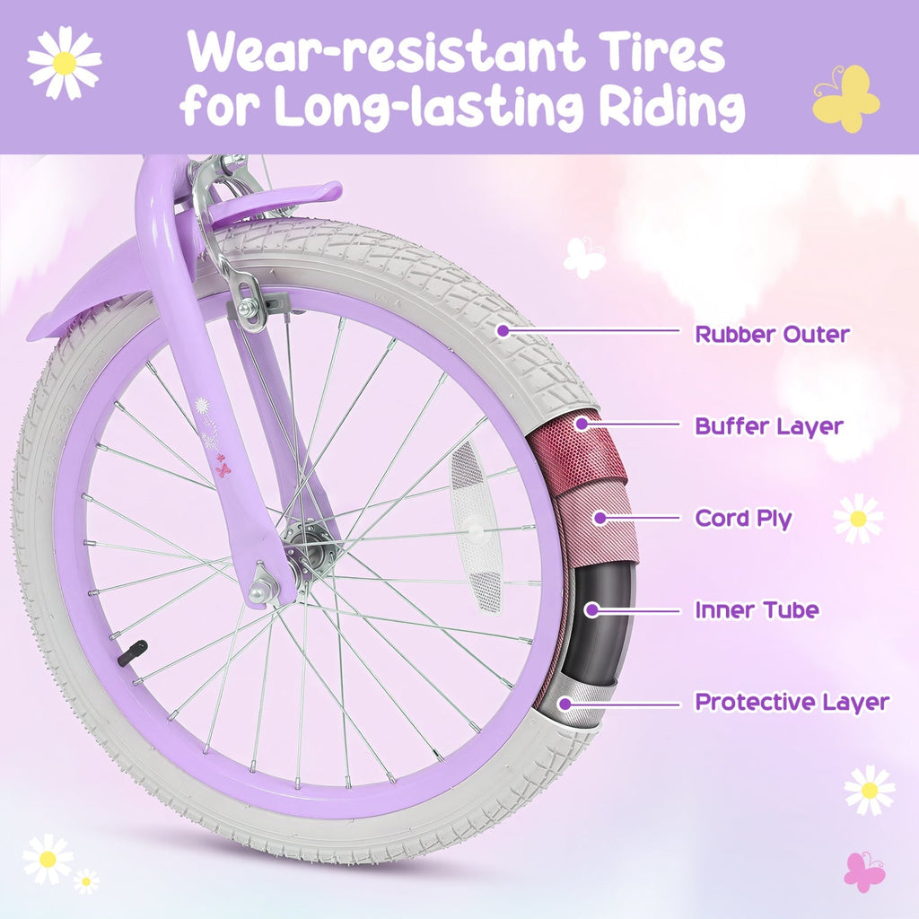 Girls Bike 18 Inch with Training Wheels and Front Bag