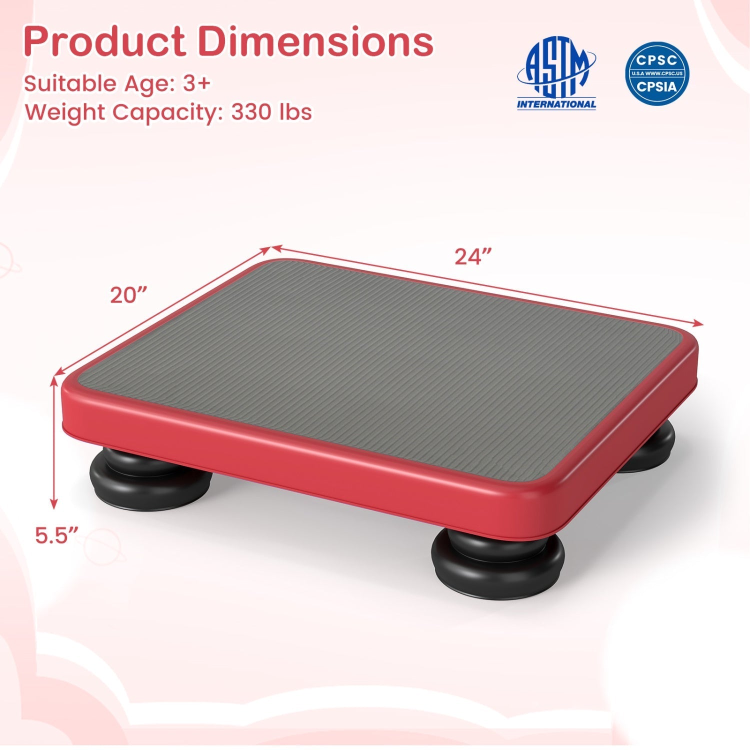 Kids Rebounder Bouncing Board 24x20" with Elastic Ropes