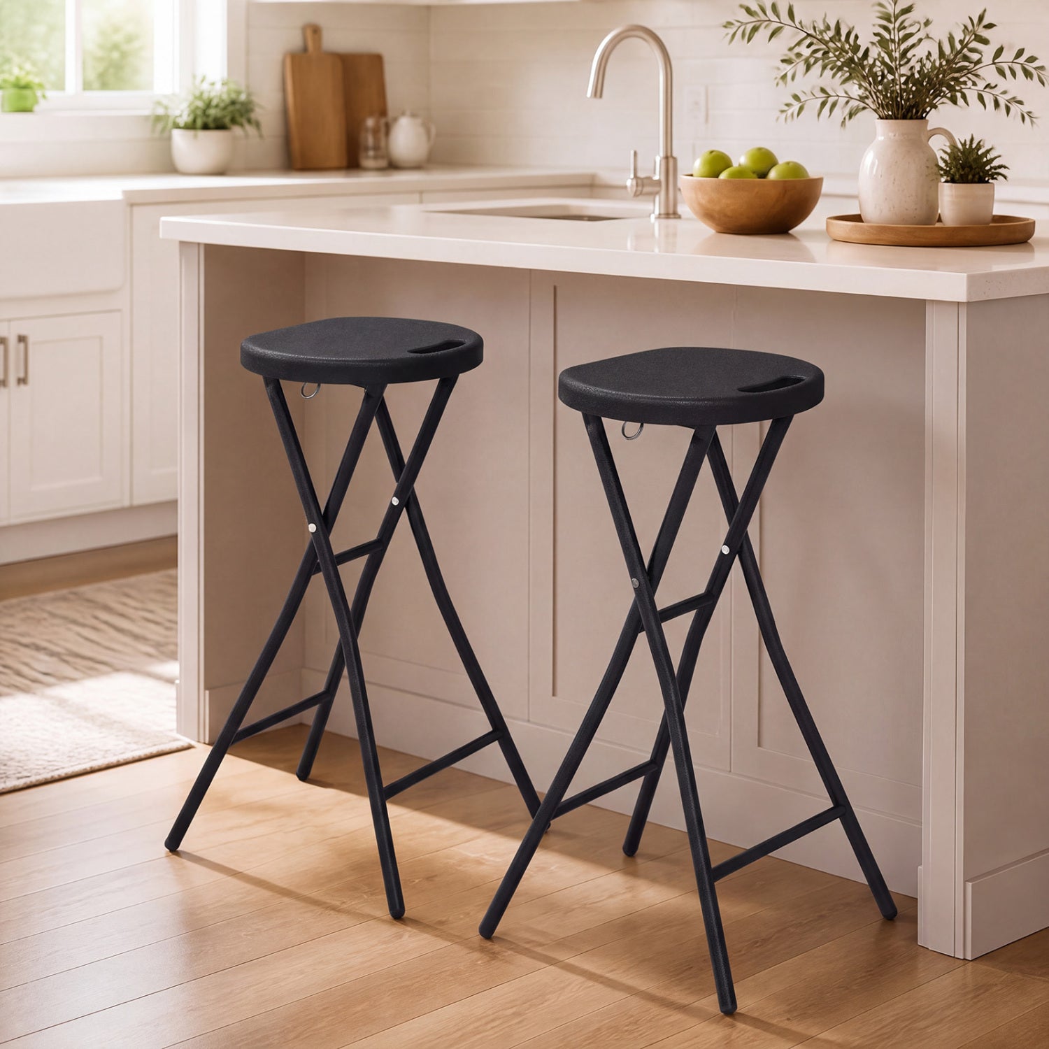 27.5" Folding Bar Stool with HDPE Seat and Carry Handle