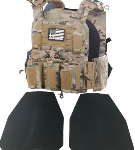 NIJ Certified LEVEL IV Crusader 2.0 Kit (2) 10x12 Front/Back Ceramic Plates + Crusader 2.0 Carrier