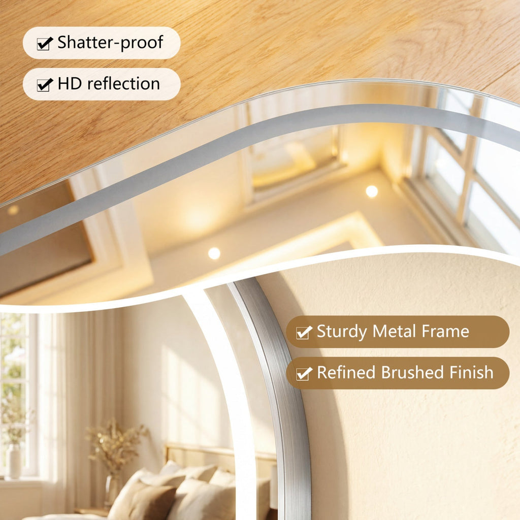 Oval LED Bathroom Mirror 32x20" with Dimming & Defogger