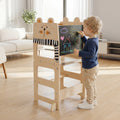 3-in-1 Wooden Kids Step Stool with Chalkboard