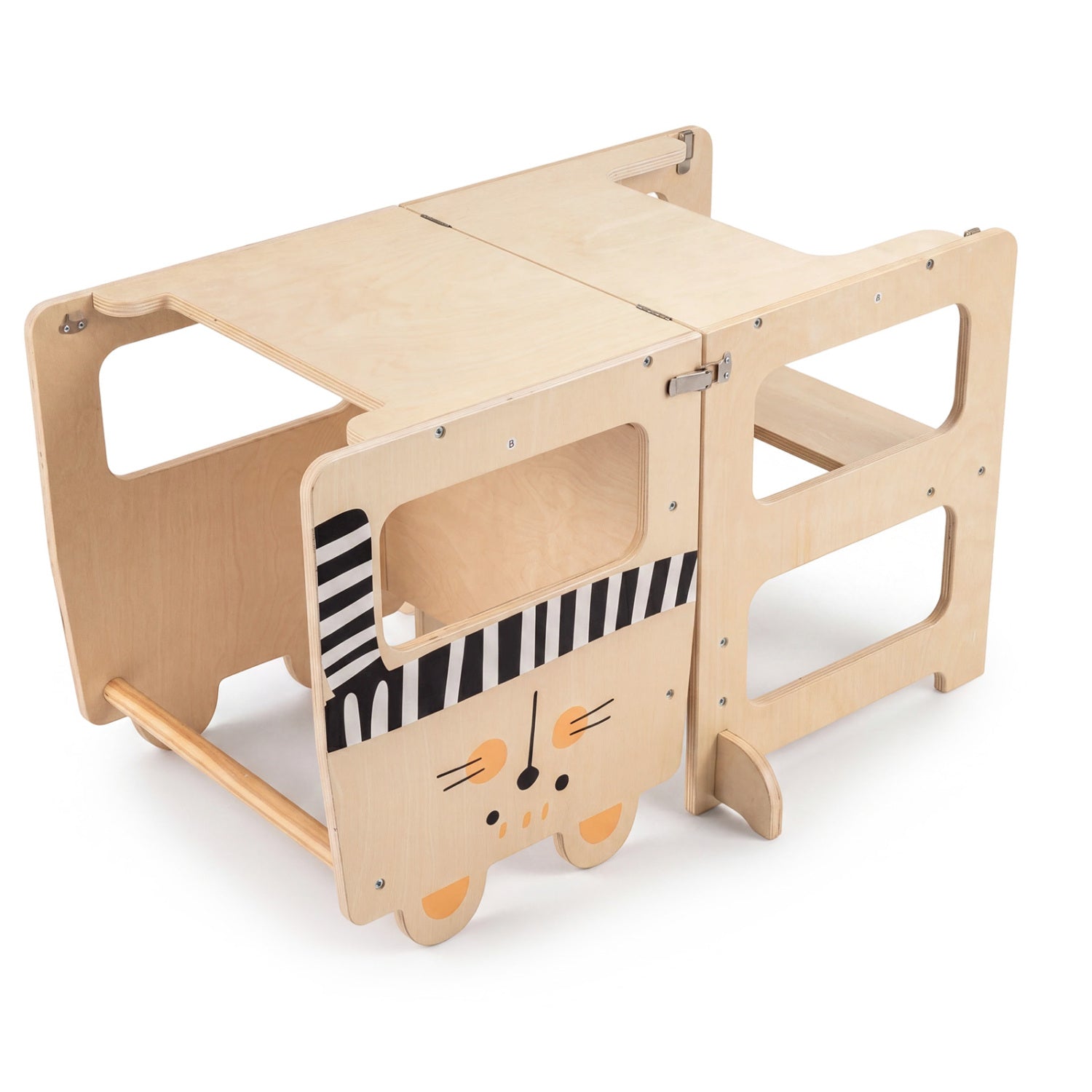 3-in-1 Wooden Kids Step Stool with Chalkboard