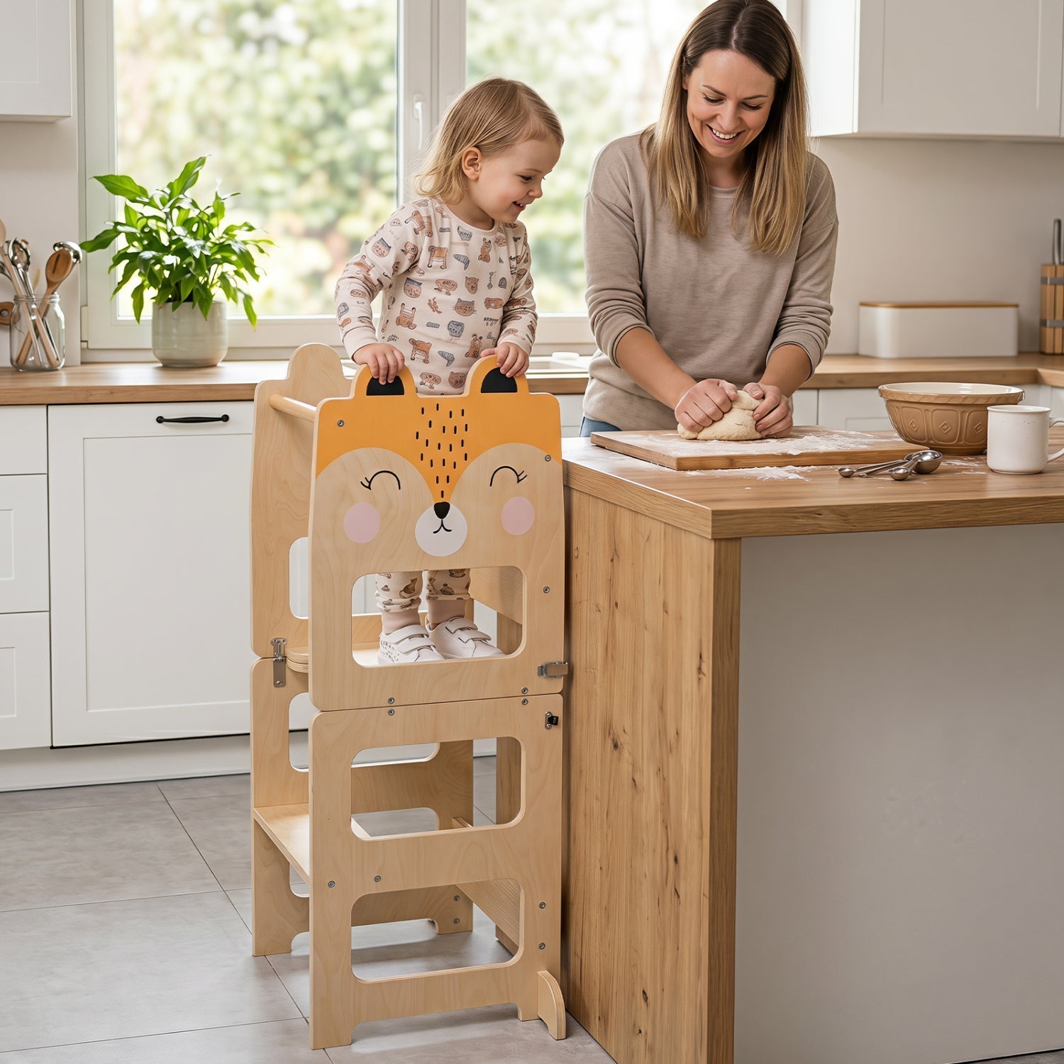 3-in-1 Wooden Kids Step Stool with Chalkboard