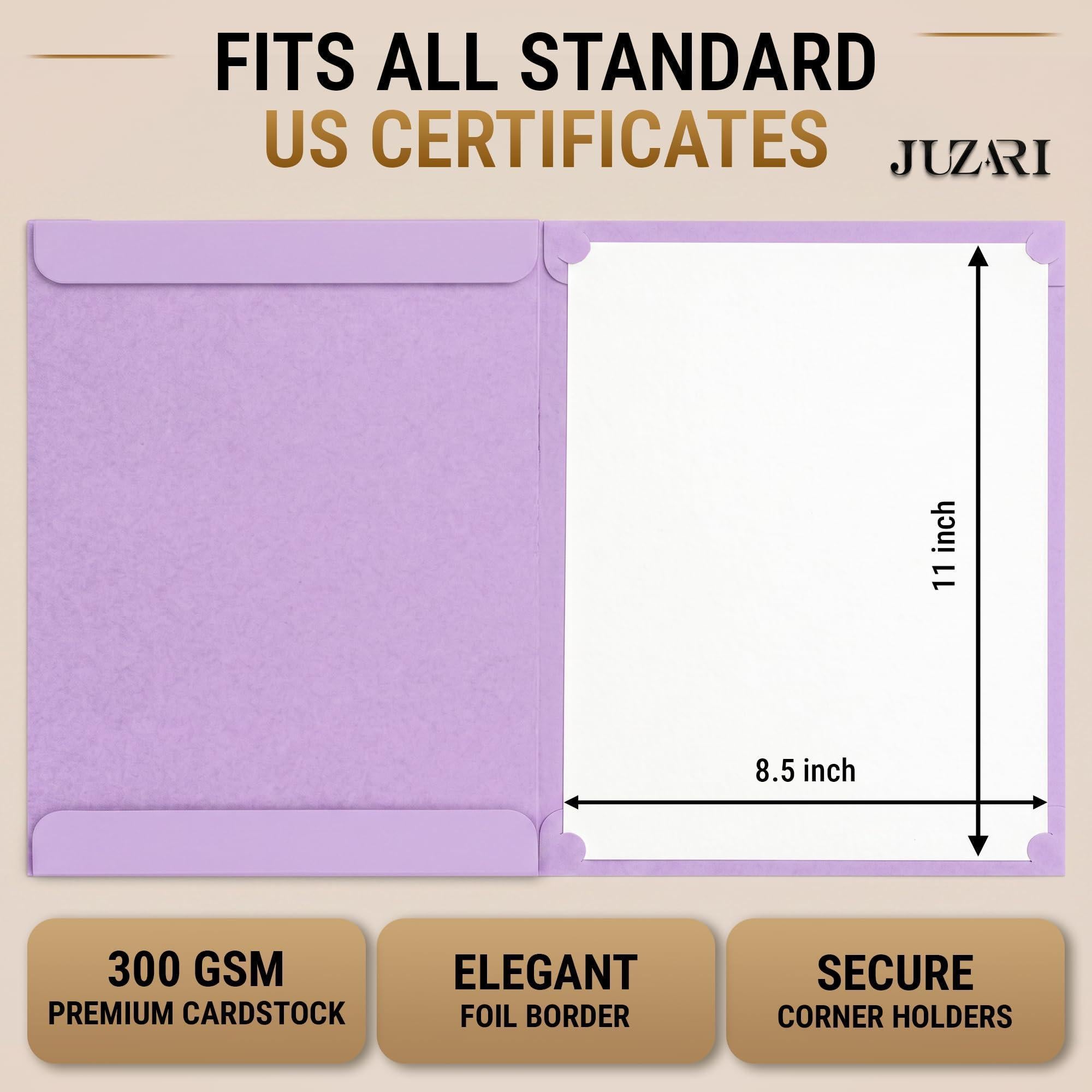 30 Pack Premium Purple Certificate Holders 8.5 x 11   Heavyweight 300gsm Cardstock Diploma Holder & Certificate Folder   Award Certificate Folders for Graduation with Gold Foil   Diploma Cover 8.5x11