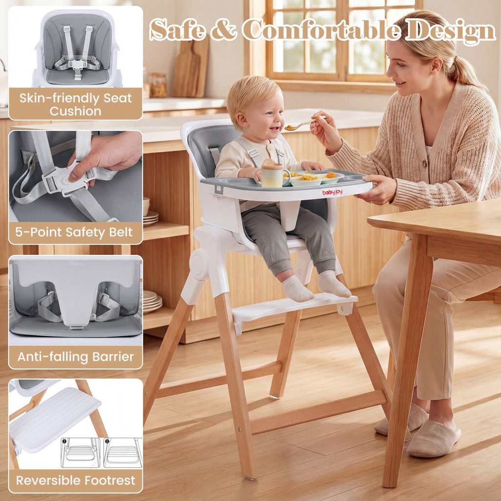 4-in-1 Convertible Baby High Chair with Adjustable Tray
