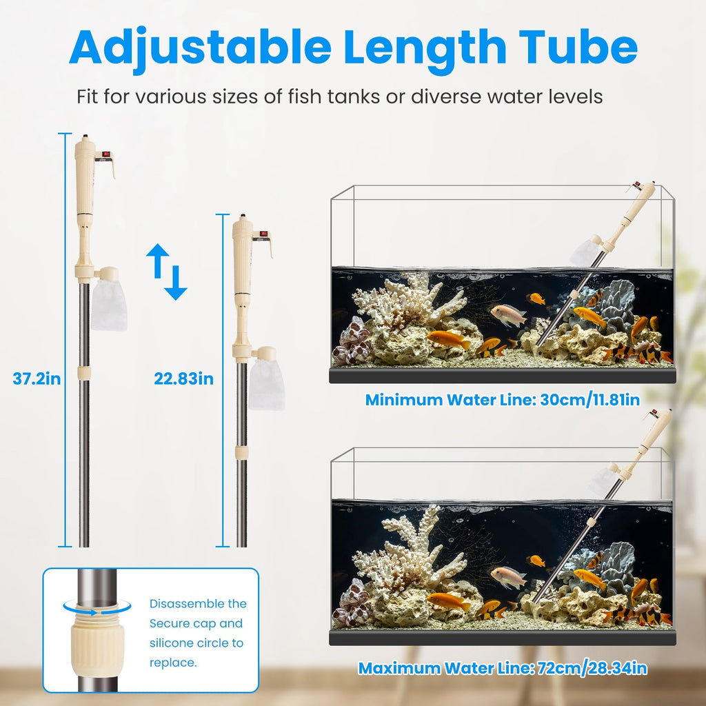 Multifunctional Electric Aquarium Gravel Cleaner Kit Length Adjustable Automatic Fish Tank Vacuum Cleaner Change Water Wash Sand Filter Dirt Removal