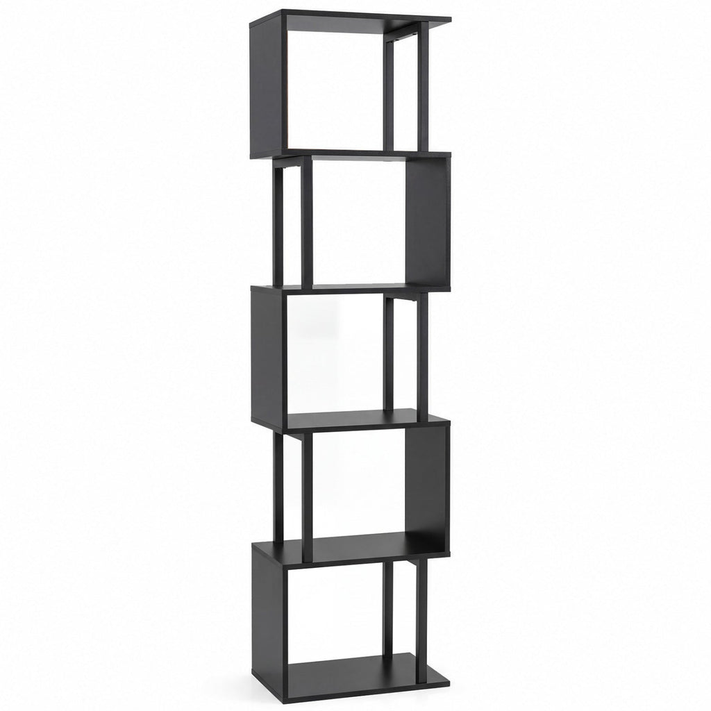5-Tier S-Shaped Bookshelf with Open Cubes & Anti-Tip Kit