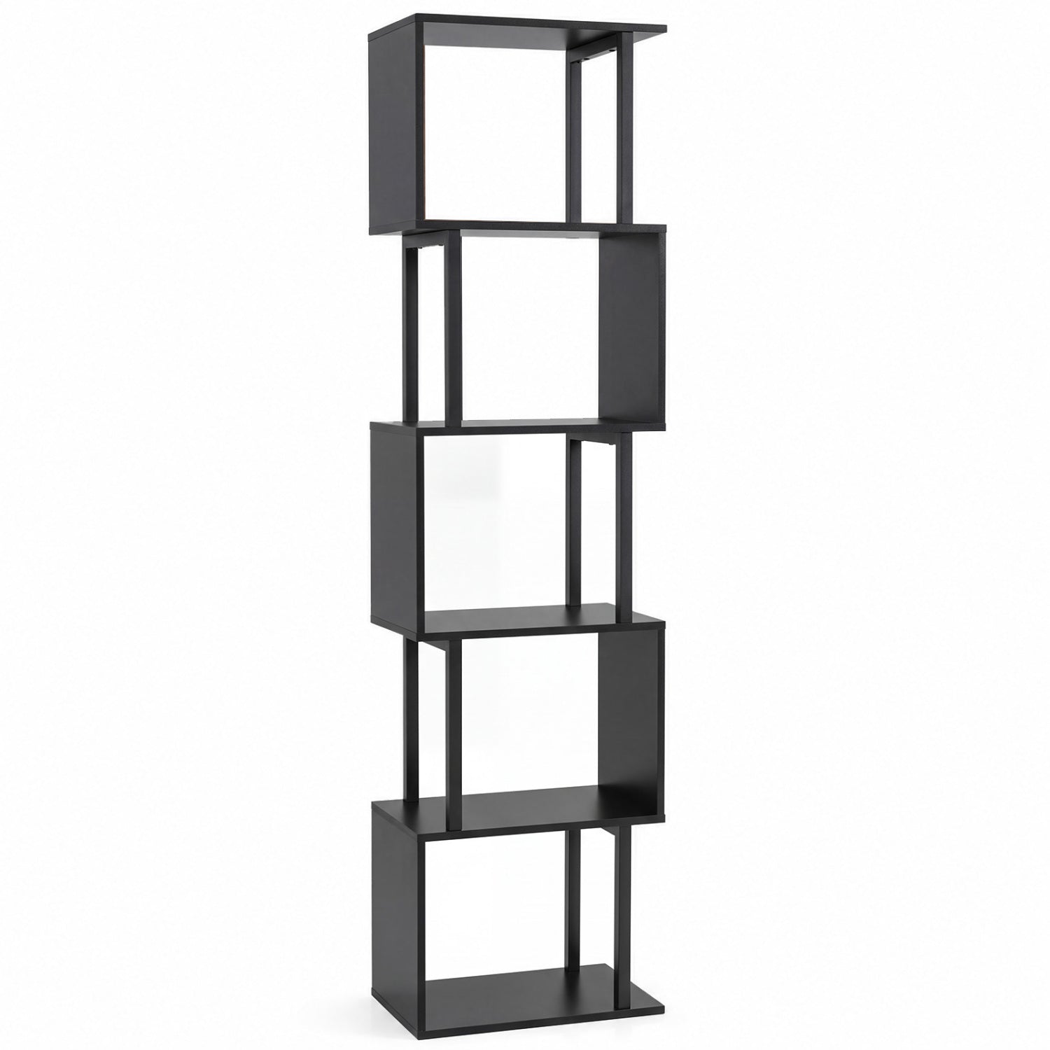 5-Tier S-Shaped Bookshelf with Open Cubes & Anti-Tip Kit