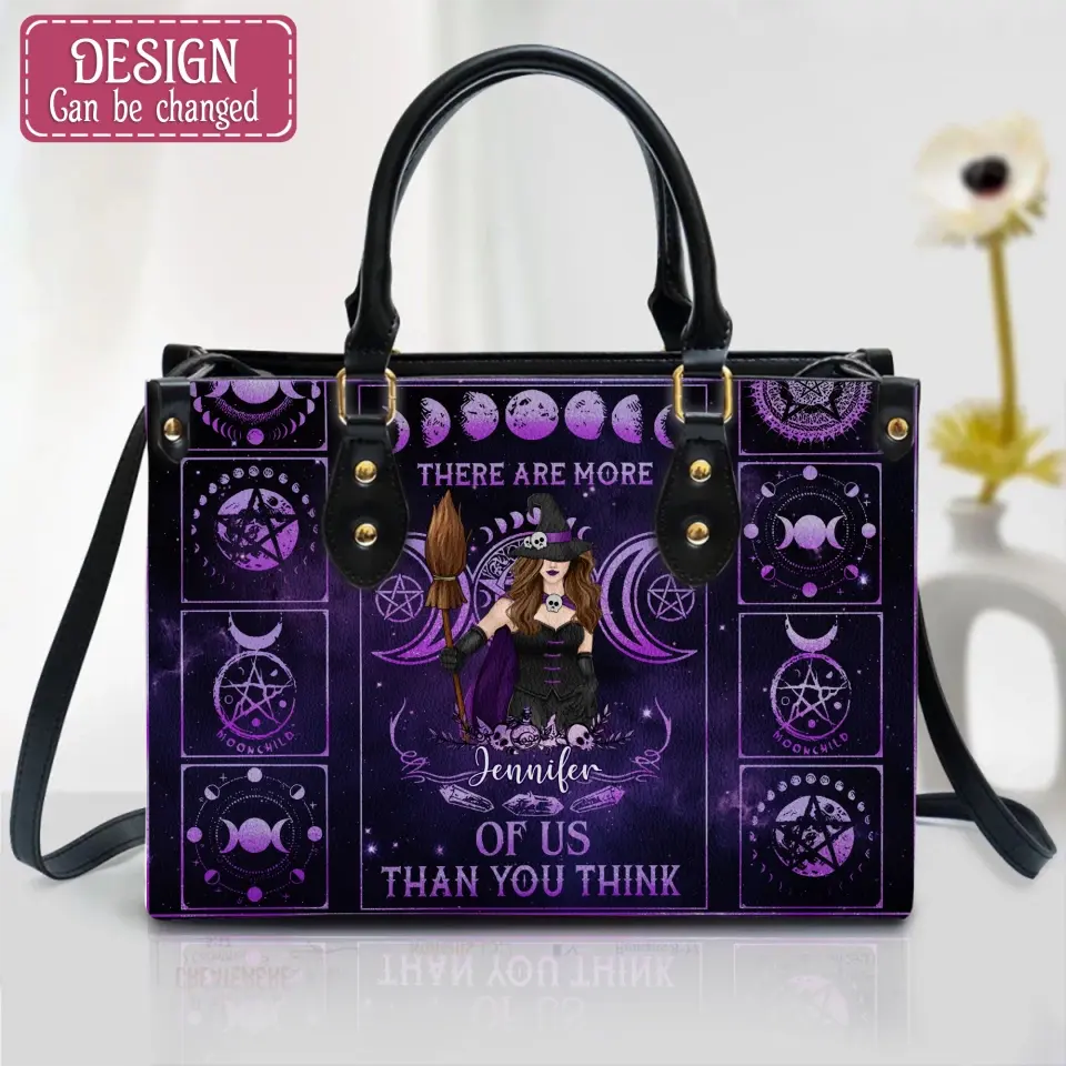 Custom Personalized Witch PU Leather Handbag with Long Straps - Halloween Gift Idea For Witch/ Friend - There Are More Of Us Than You Think