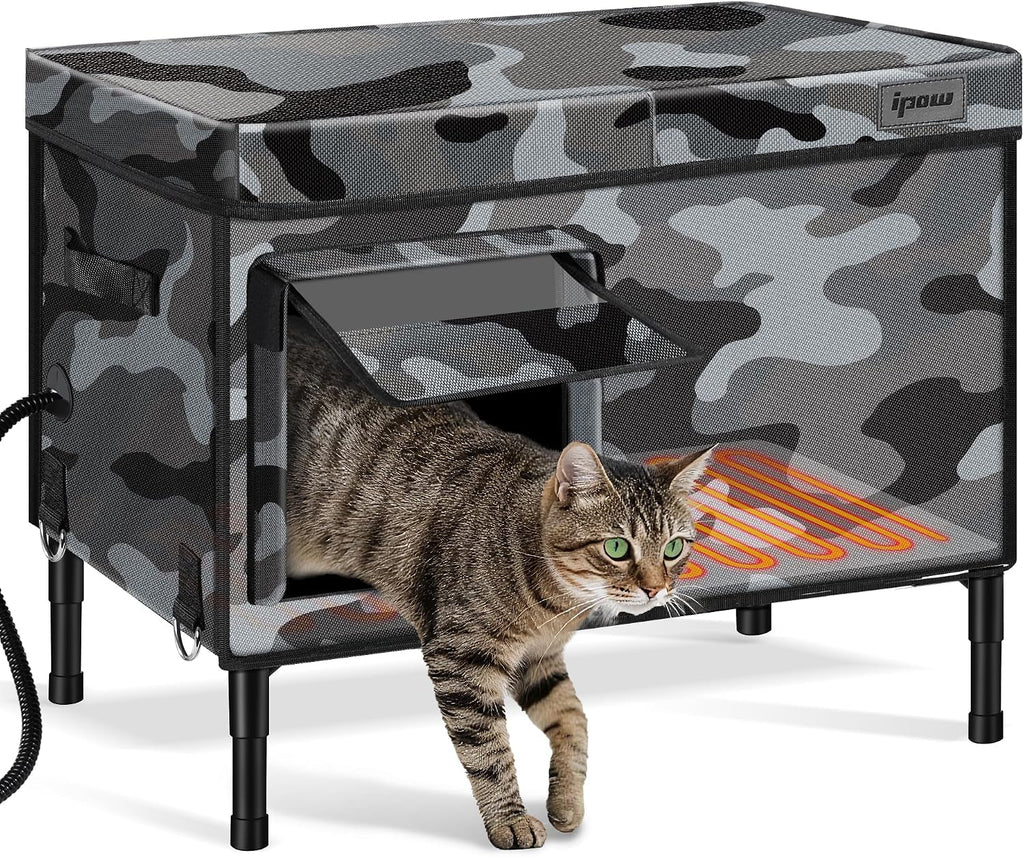Heated Outdoor Cat House Waterproof Insulated Shelter Medium XL