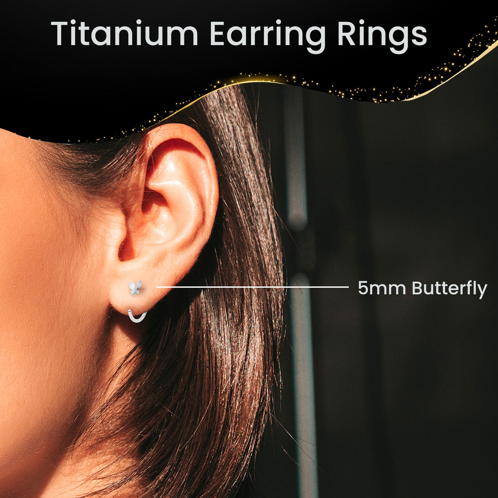 20G Implant Grade Titanium Butterfly Open Hoop Earrings