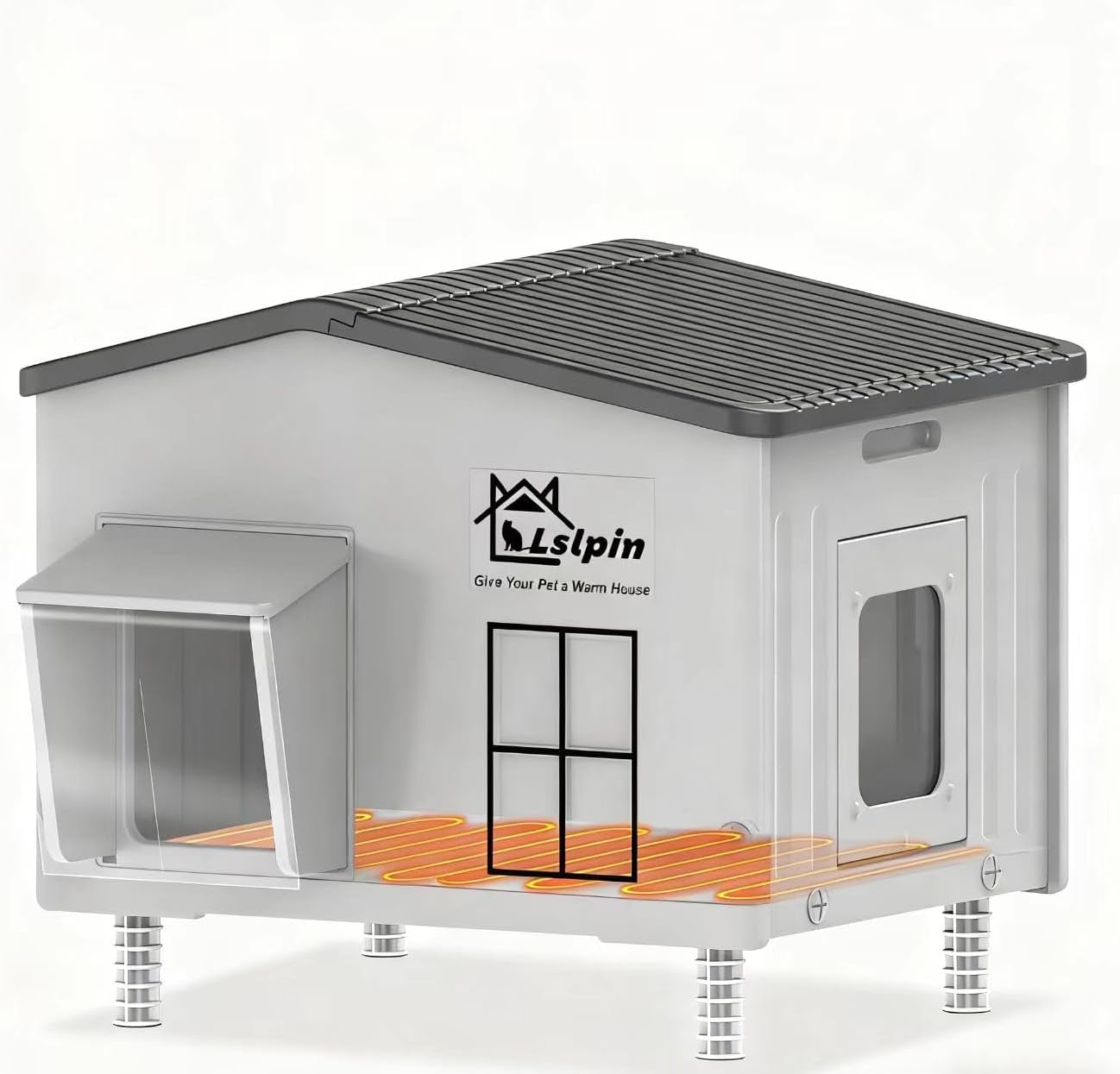 Heated Outdoor Cat House Insulated Elevated Escape Door 2 Sizes