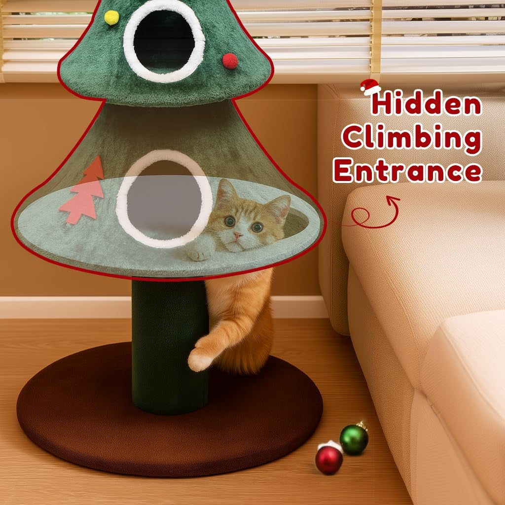 Christmas Cat Tree Tower with Houses – 48 & 52 Inch