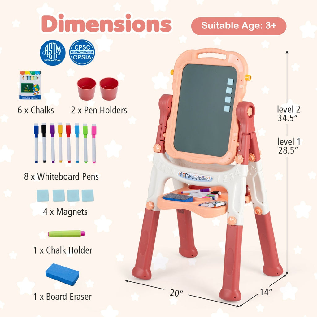 Kids Art Easel with Adjustable Height & 22 Accessories