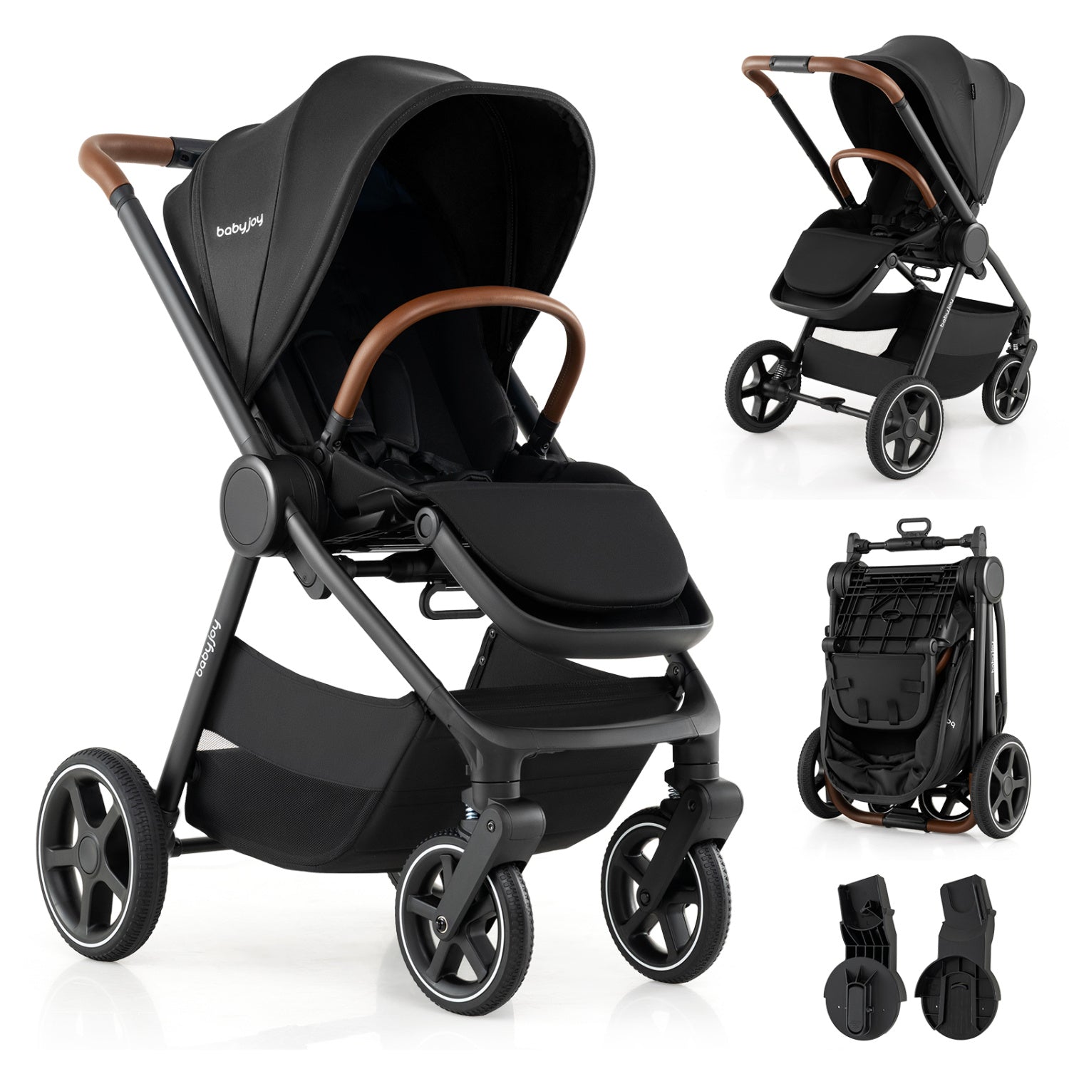 Convertible Baby Stroller with Car Seat Adapters