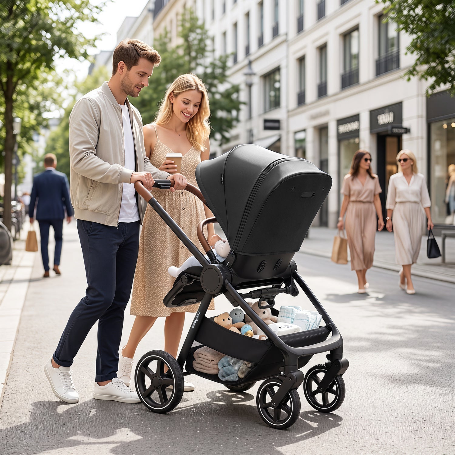 Convertible Baby Stroller with Car Seat Adapters
