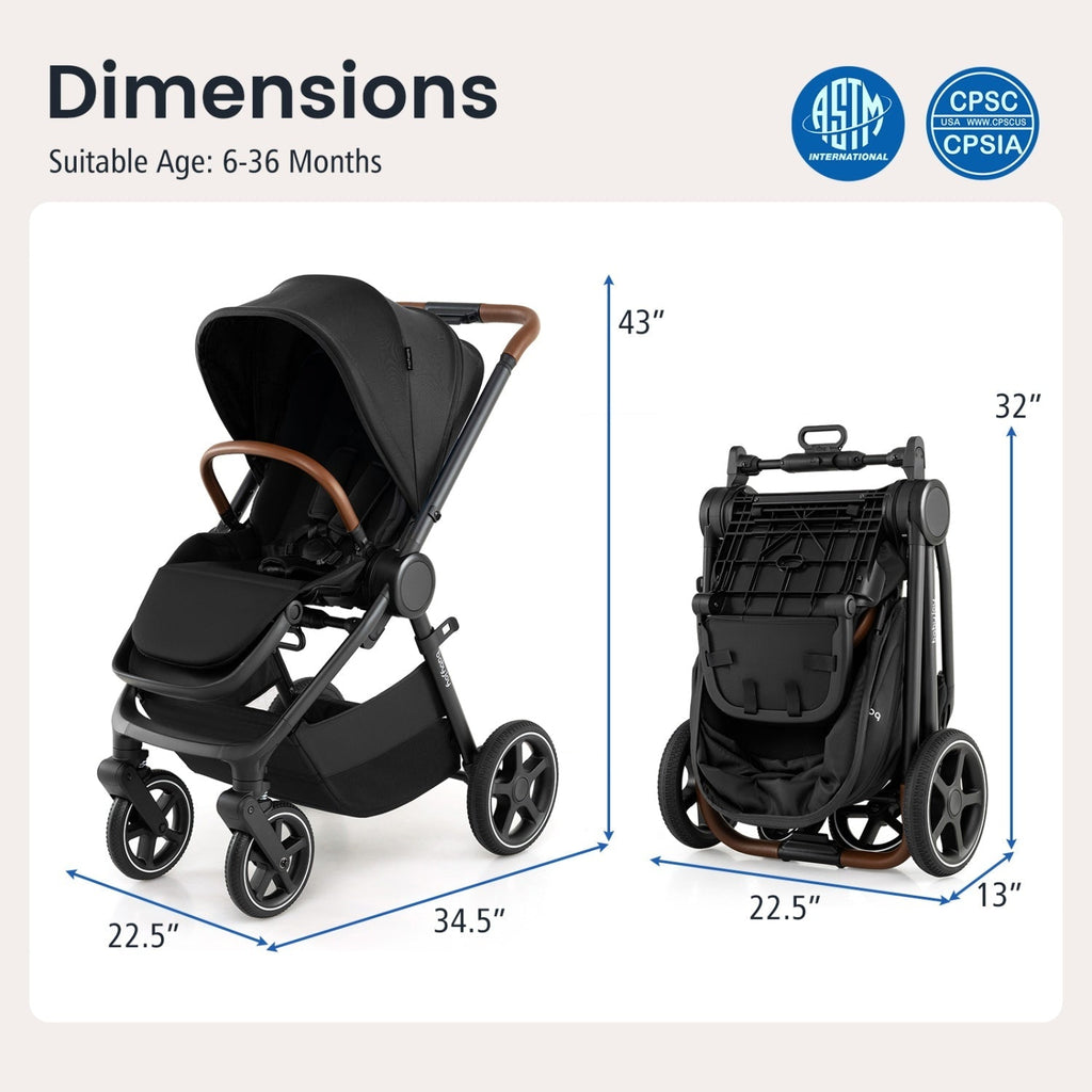 Convertible Baby Stroller with Car Seat Adapters