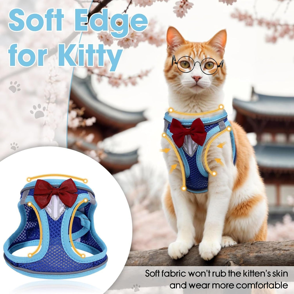 Escape Proof Cat Harness Leash Set Reflective Breathable Adjustable