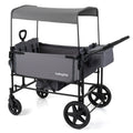 Foldable Wagon Stroller for 4 Kids with Removable Canopy and Adjustable Push