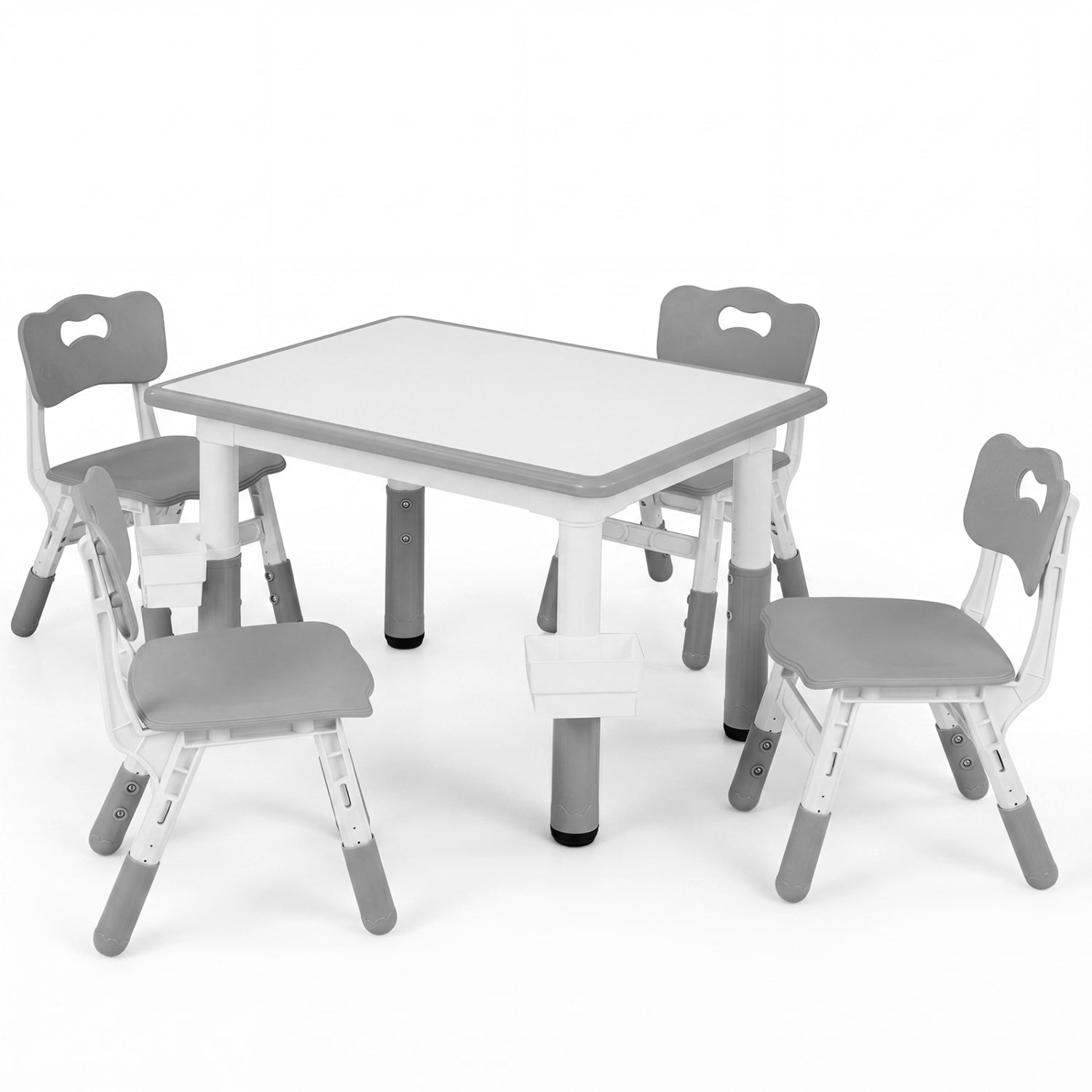 Kids Table and 4 Chairs Set with Adjustable Height