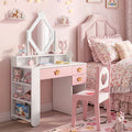 Kids Vanity Set with Crown Mirror and Chair