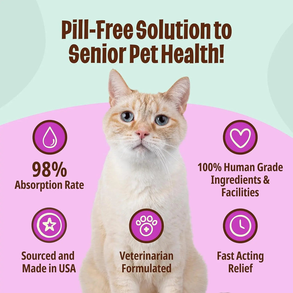 Senior Cat Gel Supplement Omega 3 Taurine Lysine Mobility Immune 30 Pack