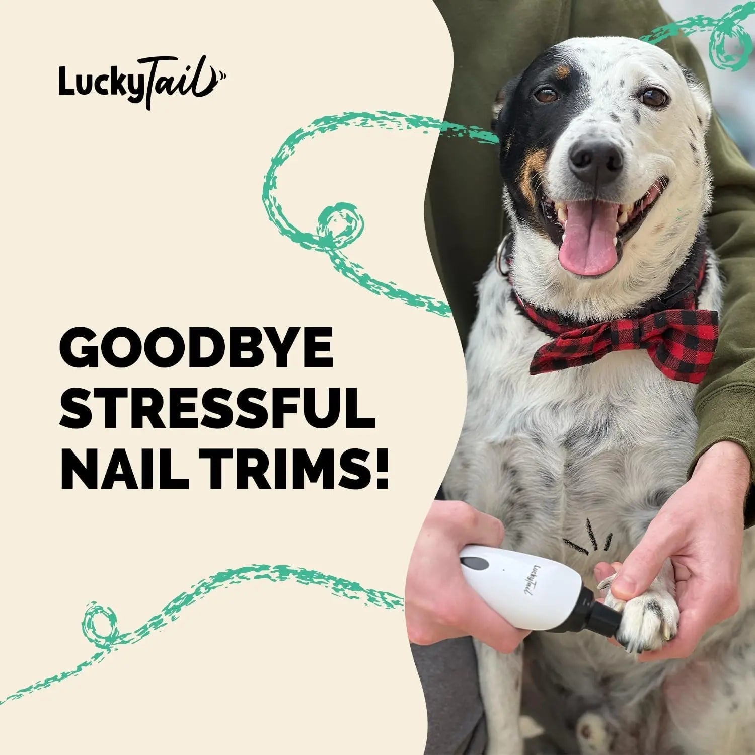 Luckytail Pet Nail Grinder Quiet USB Rechargeable 2 LED 2 Speeds