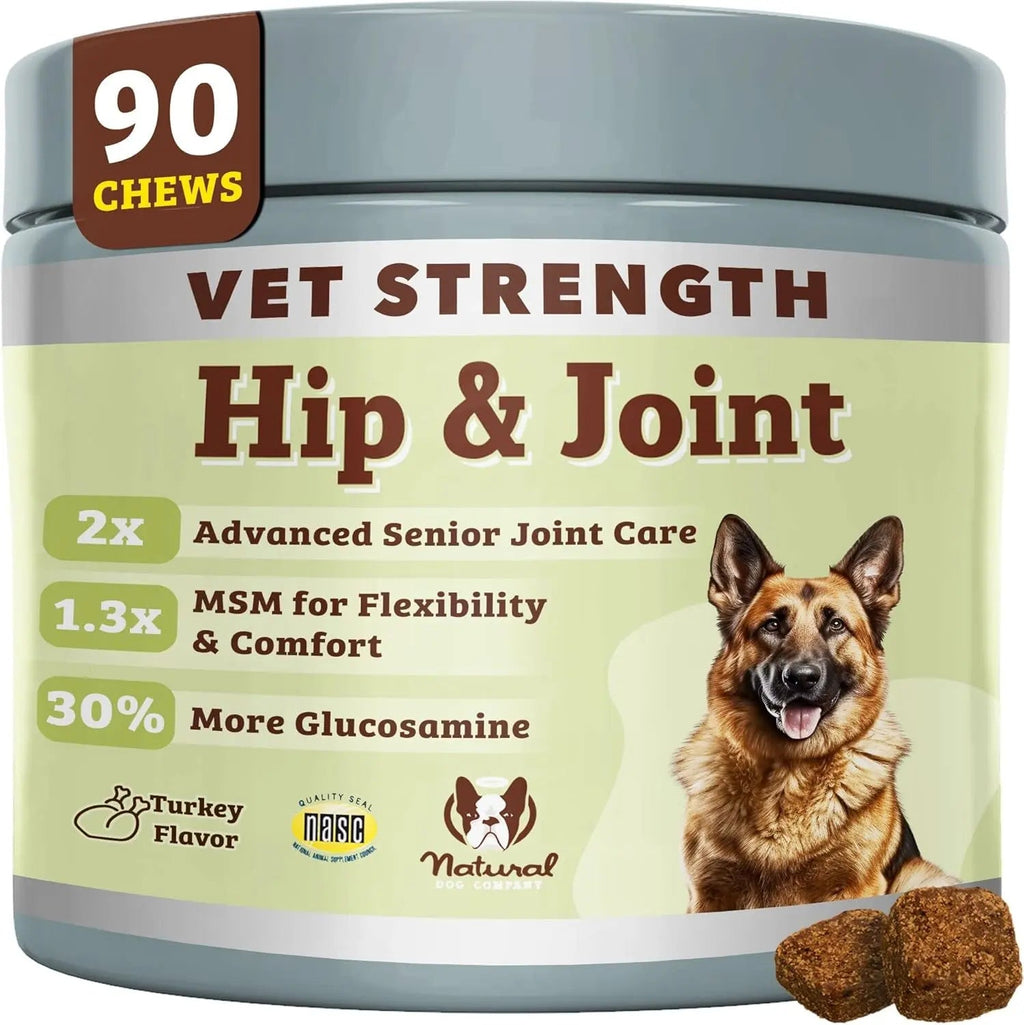 Natural Dog Company Hip & Joint Chews & Liquid Formula for Senior Dogs 90 Ct