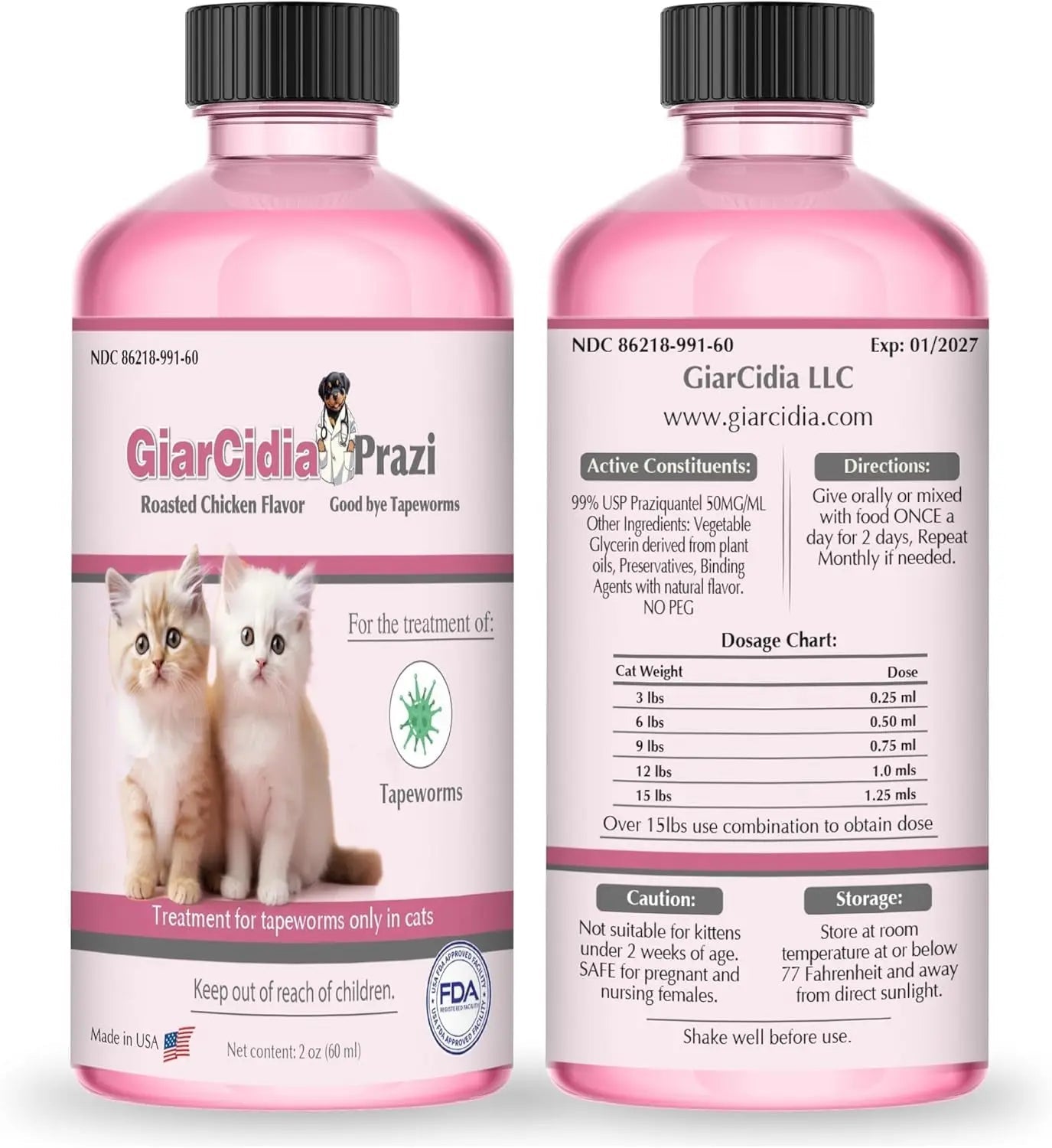 No More Tapeworms Dewormer for Cats & Kittens – 3 mL Dropper Treatment