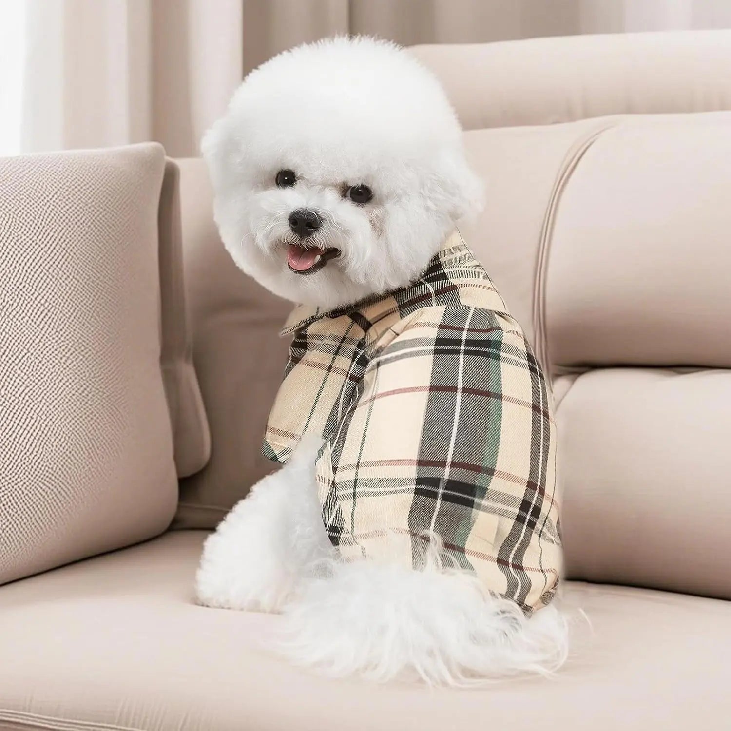 Plaid Dog Polo Shirt Soft Pet Outfit for Small & Medium Dogs and Cats