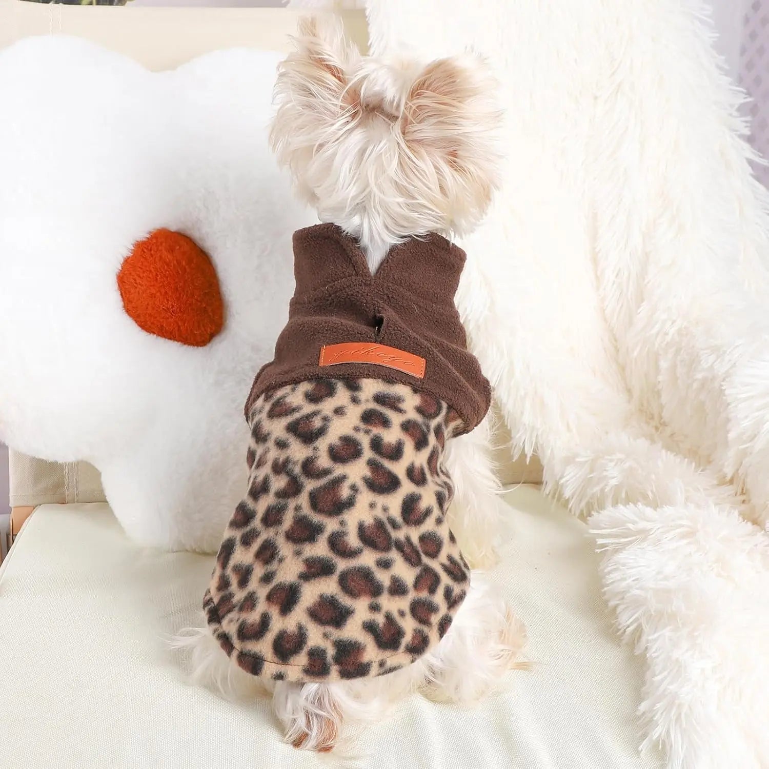 Small Dog Fleece Sweater Leopard Warm Puppy Pullover XS–L (7 color options)