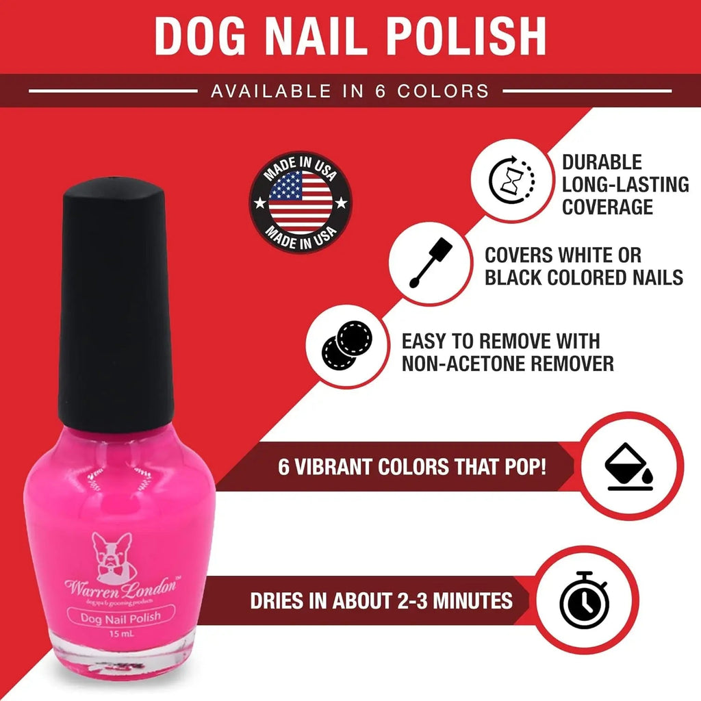 Warren London Dog Nail Polish 6 Pack Bright Colors Long Lasting Coverage