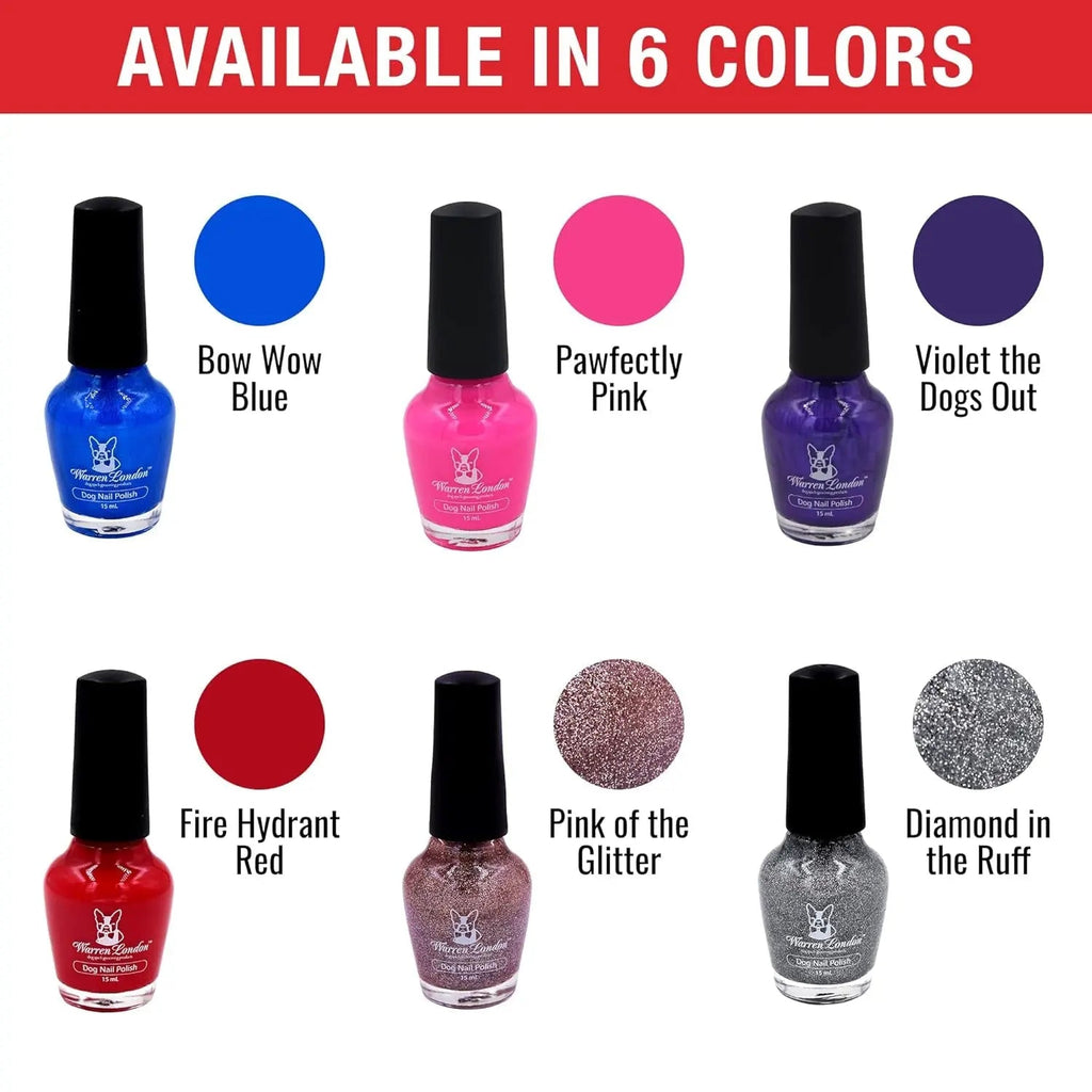 Warren London Dog Nail Polish 6 Pack Bright Colors Long Lasting Coverage