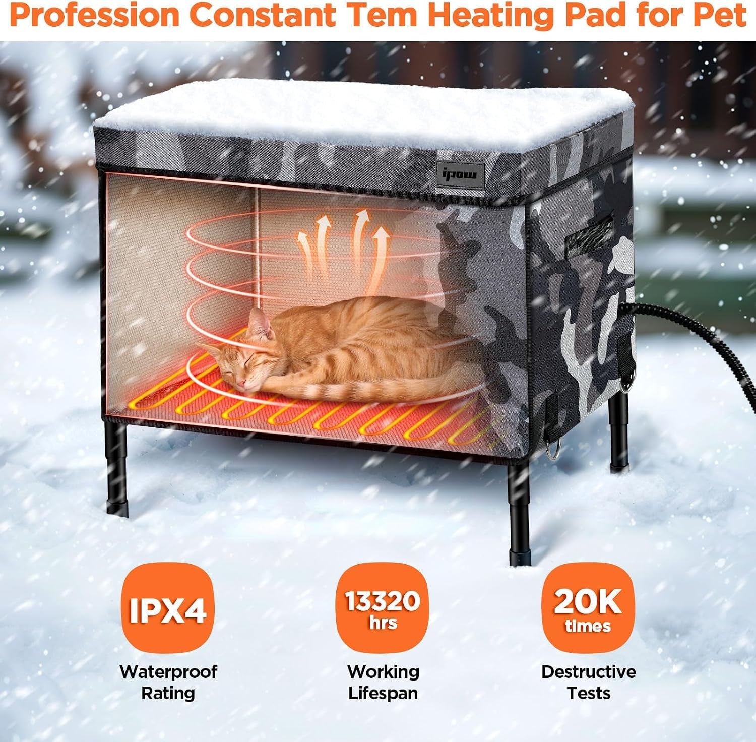 Heated Outdoor Cat House Waterproof Insulated Shelter Medium XL