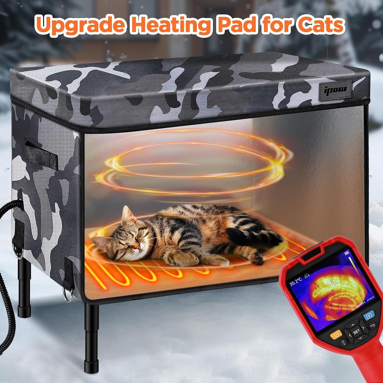 Heated Outdoor Cat House Waterproof Insulated Shelter Medium XL
