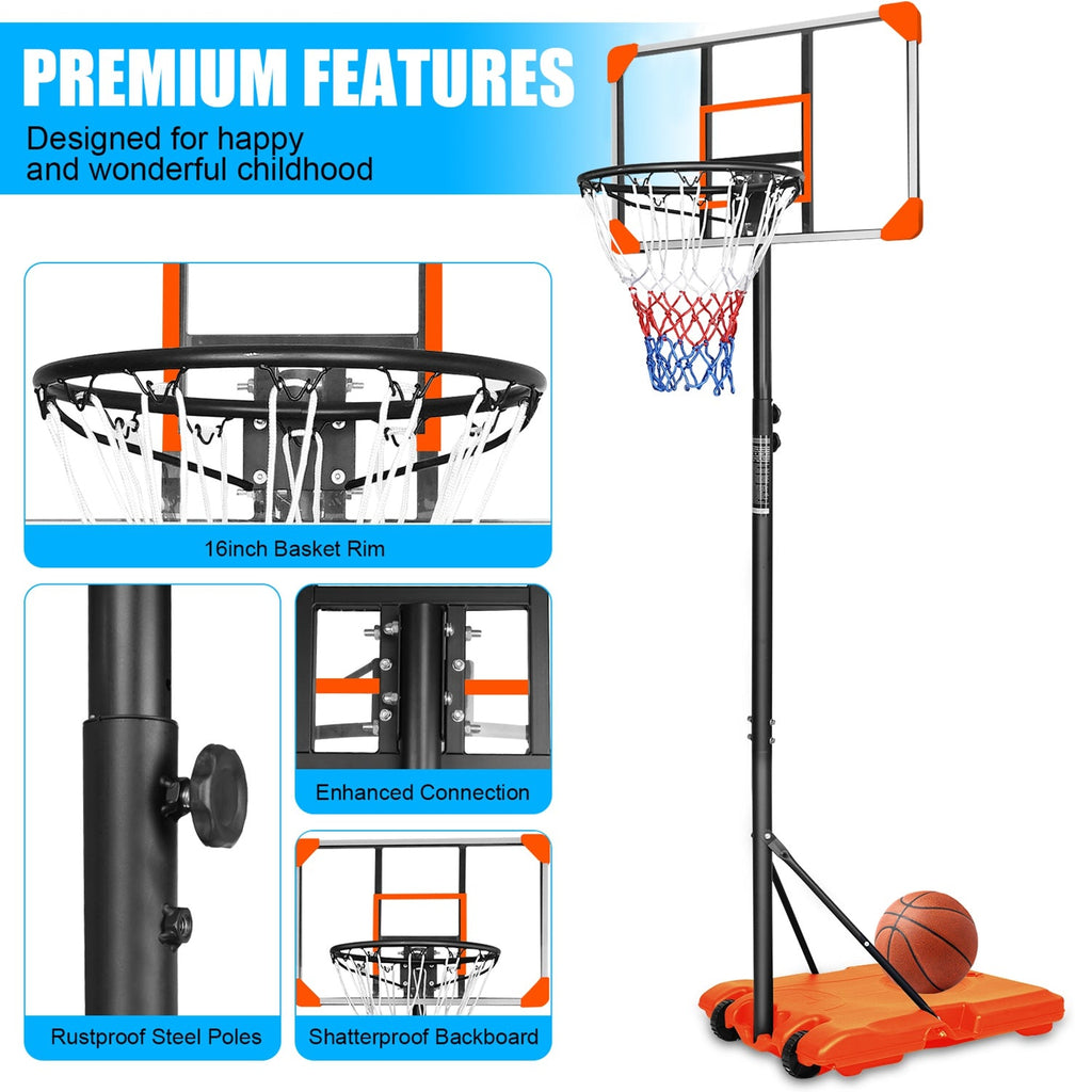 Kids Basketball Hoop Adjustable 5.6-7ft with Wheels