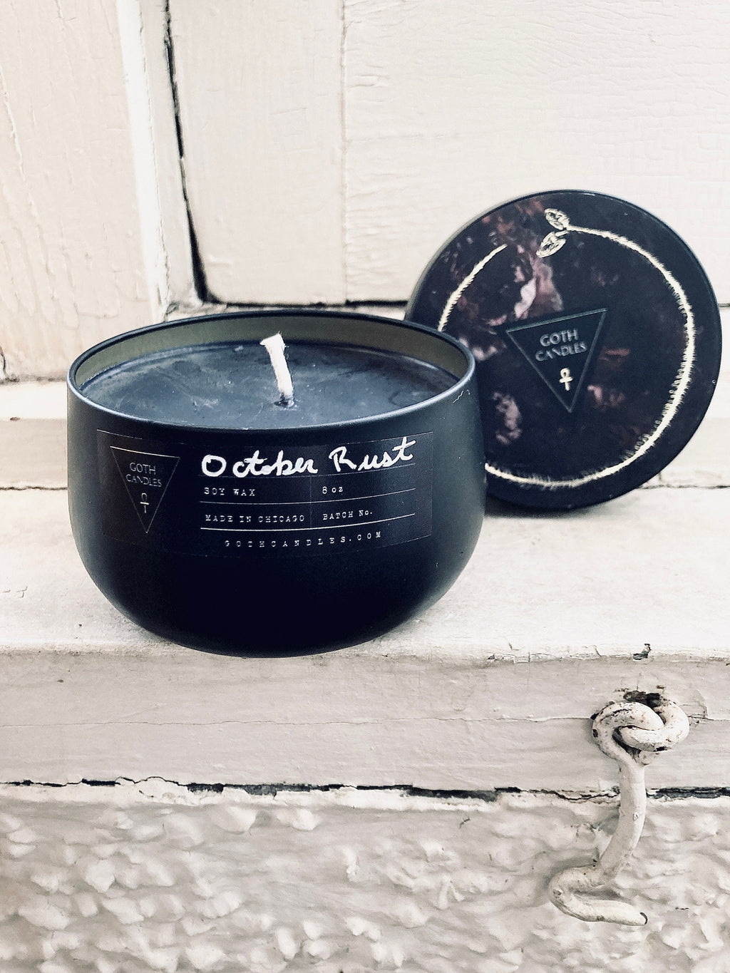 Burning Leaves & Fireplace Scented Candle – October Rust – Goth Candles 8oz