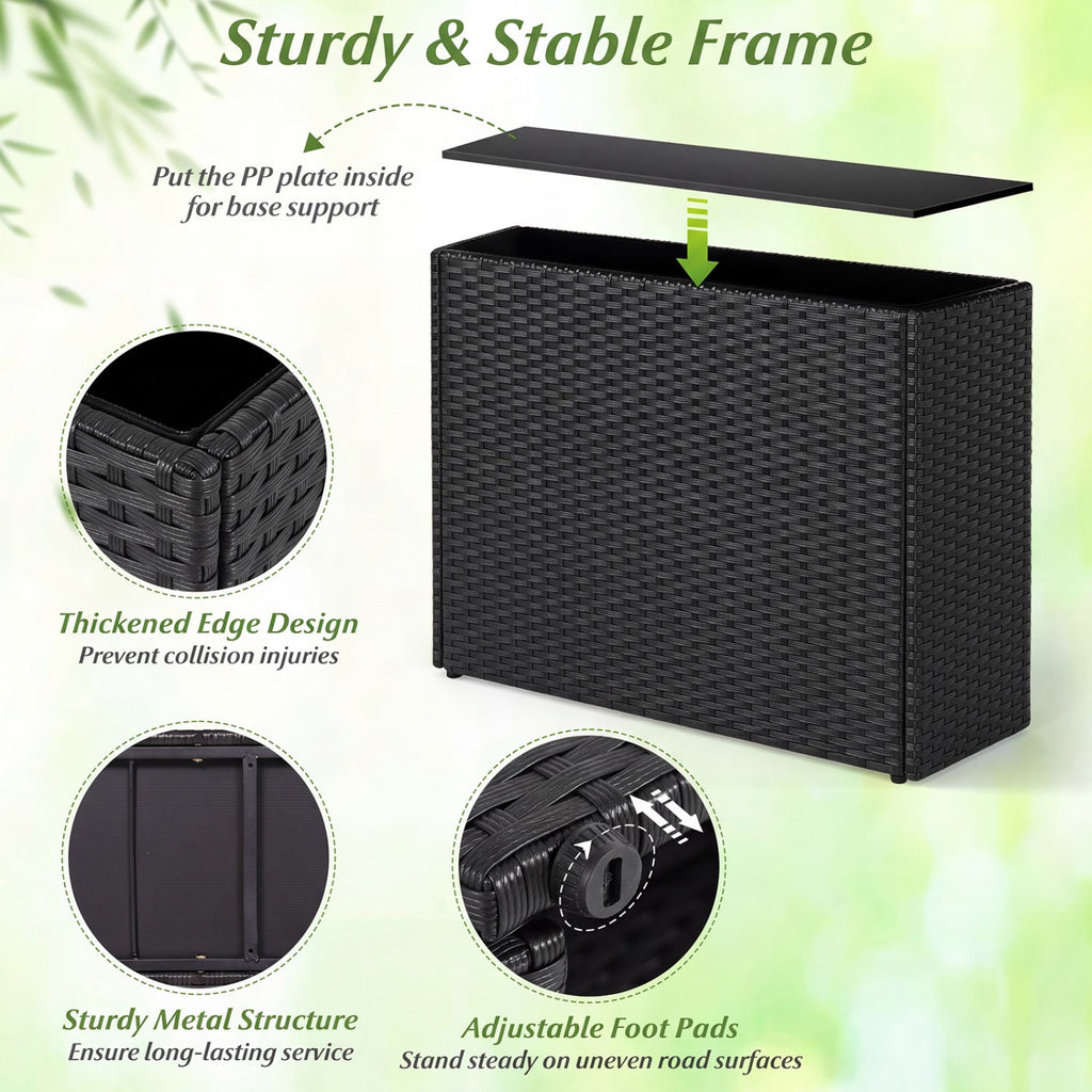 Raised Garden Bed Set of 2 with PE Rattan Wicker & Liner