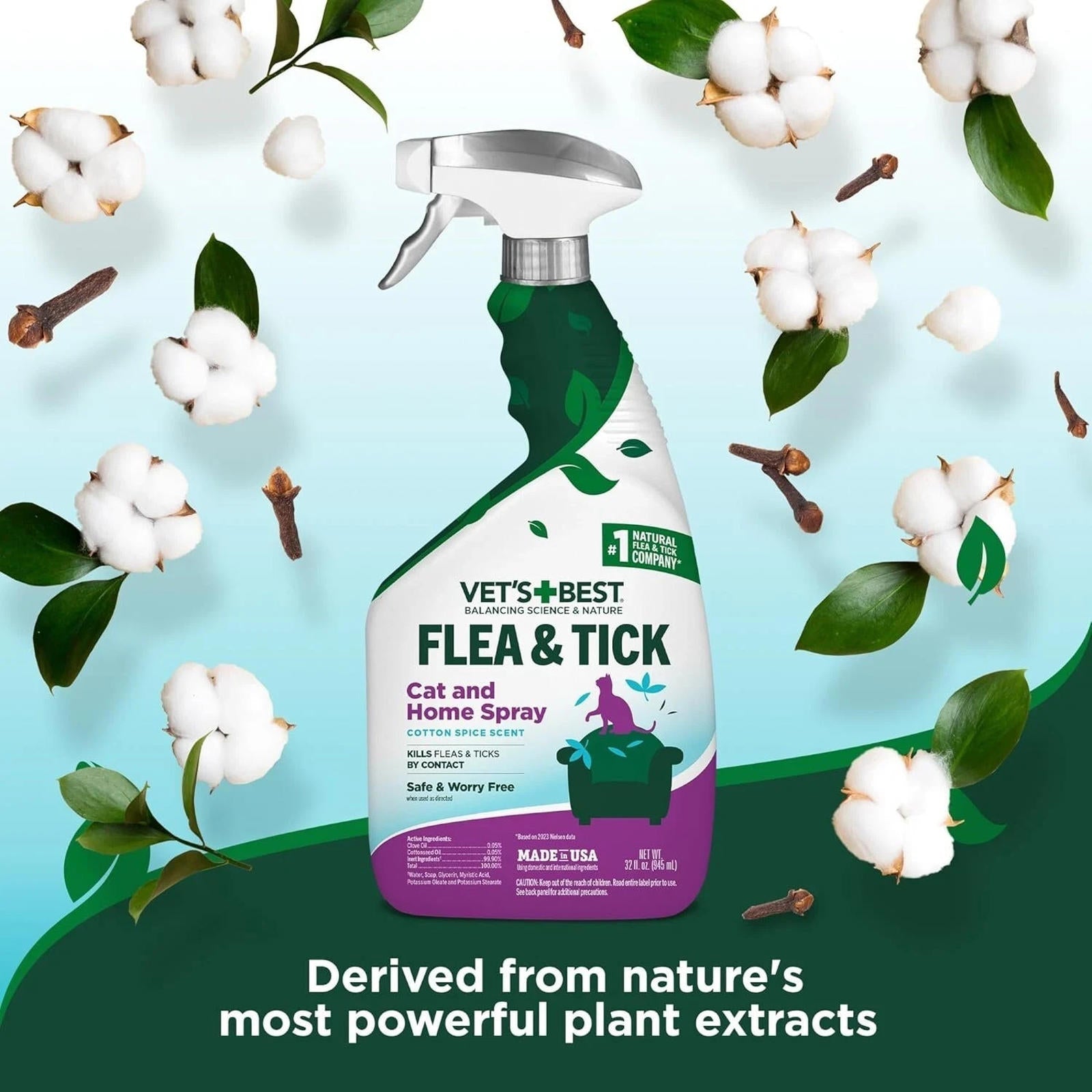 Vet's Best Cat & Home  Treatment Spray  Cotton Spice 32oz