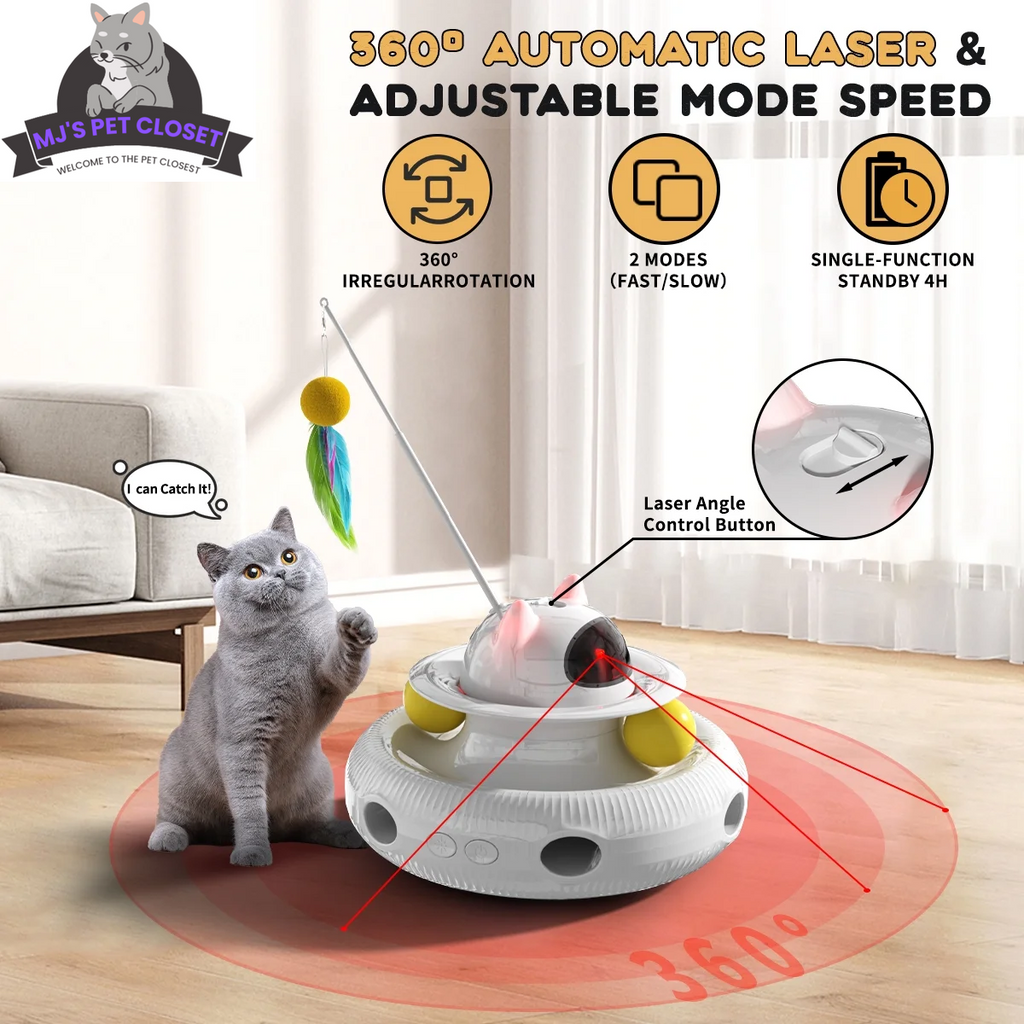 4-in-1 Interactive Cat Toy with Laser & Track Balls